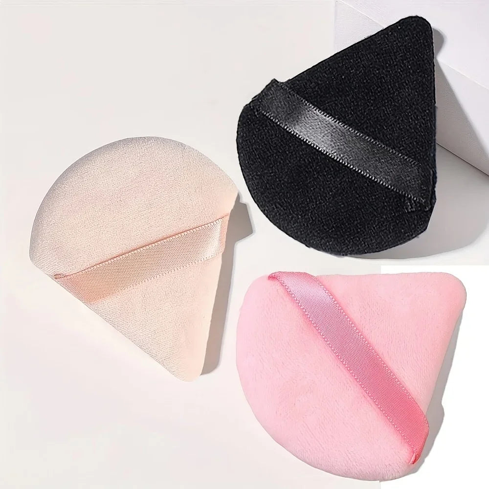 Triangular Makeup Sponge, Setting Powder Puff, Fan-Shaped Powder Puff, Finger Pad Powder Puff, Reusable Soft Plush Powder Puff Qme