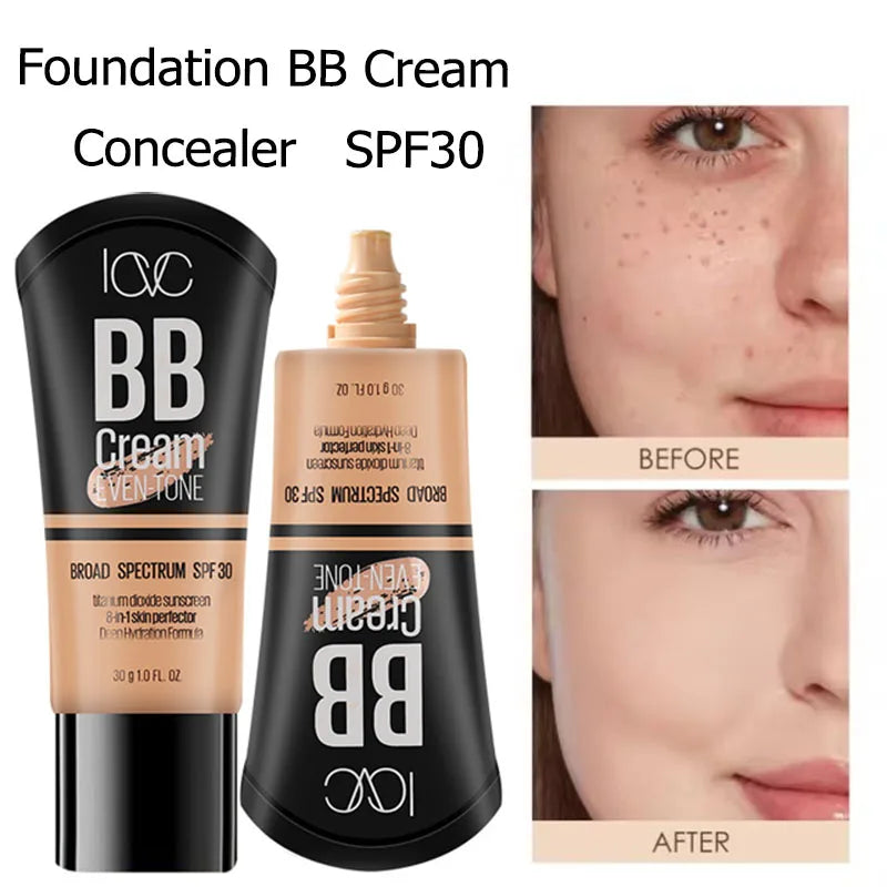 SPF30 Moisture Sunscreen BB Cream Liquid Face Base Foundation Qme