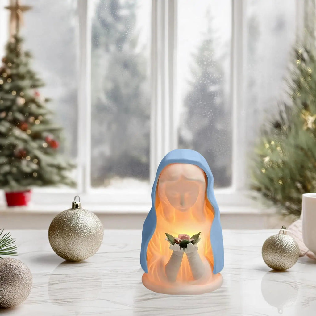 Blessed Mother Mary Night Light Warm Lighting Figure Craft Catholic Night Light for Home House Birthday Nursery College Room Qme