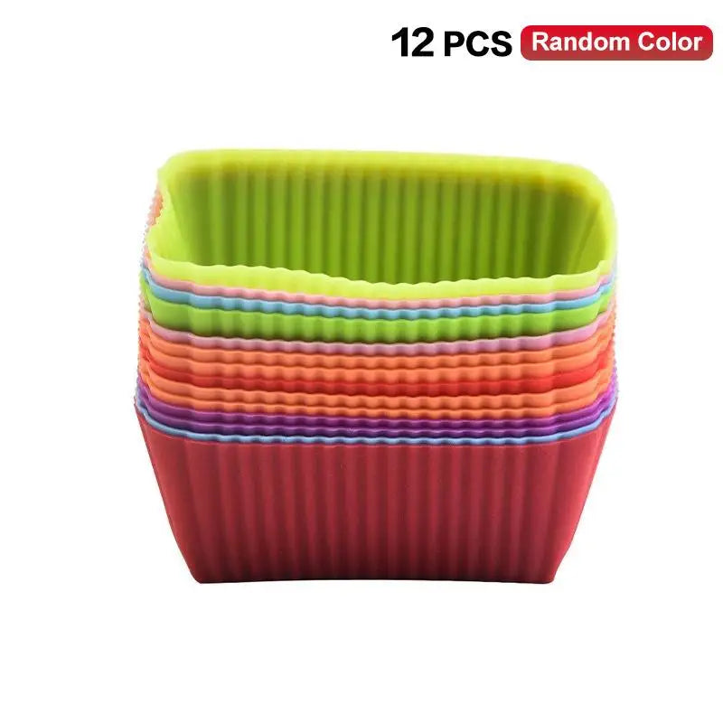 12 Silicone Lunch Box Dividers Bento Dish Cups Salad Dressing Kid Qme Rectangle 12PCS