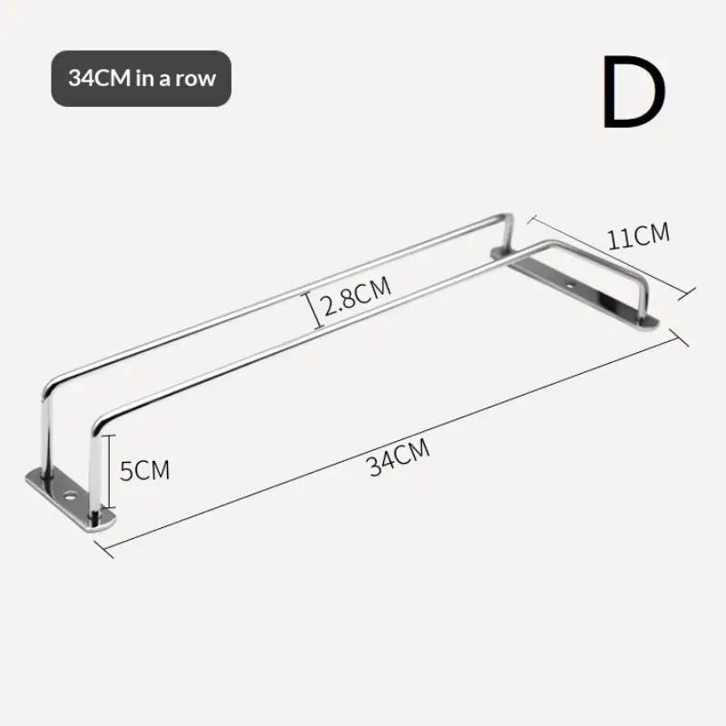 27/34cm Carbon Steel Wine Rack Glass Holder Hanging Bar Hanger Shelf Hanging Rack Under Cabinet Stemware Organizer Qme D
