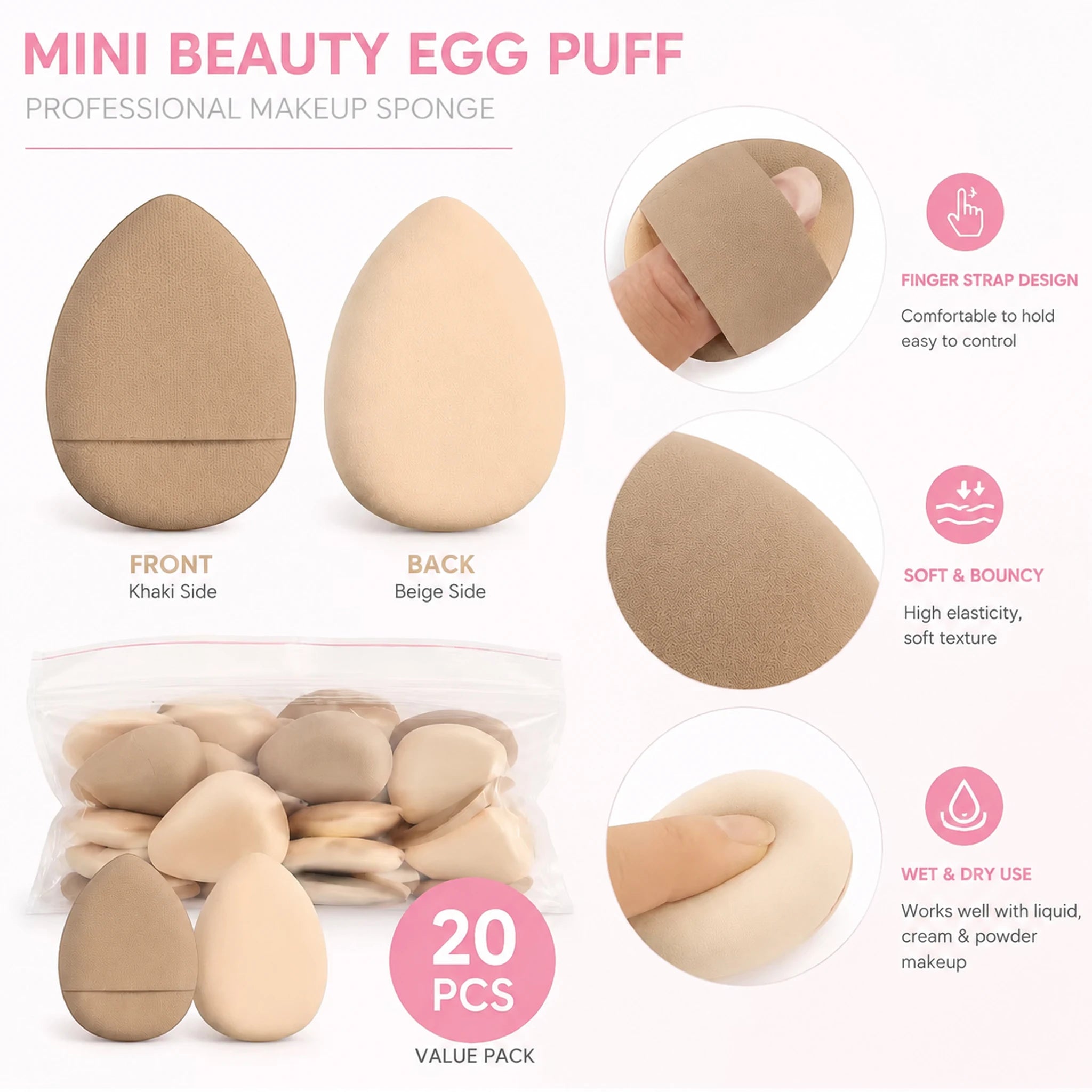 Mini Finger Puff Foundation Small Air Cushion Powder Sponge Face Qme skin