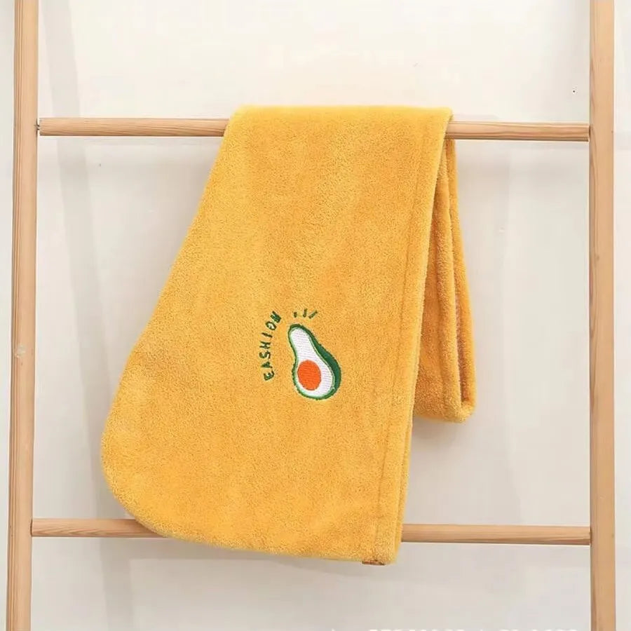 Coral Fleece Dry Hair Cap Female Cute Embroidery Soft Absorbent Quick Qme YELLOW