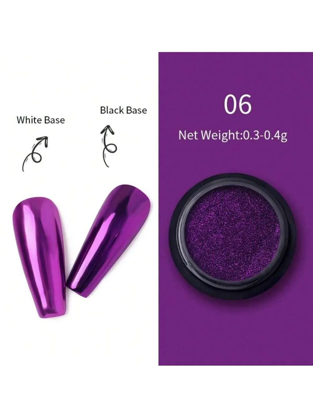 1 Box Nail Powder Chameleon Mirror Chrome Pigment Glitter UV Gel Dust Qme purple