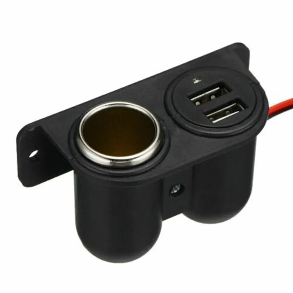 Multifunction Cigarette Lighter Ports Socket 2 USB 3.1A/3100ma Car Charger Camper Multi Plug Port Adapter Charger Recessed Cars Qme