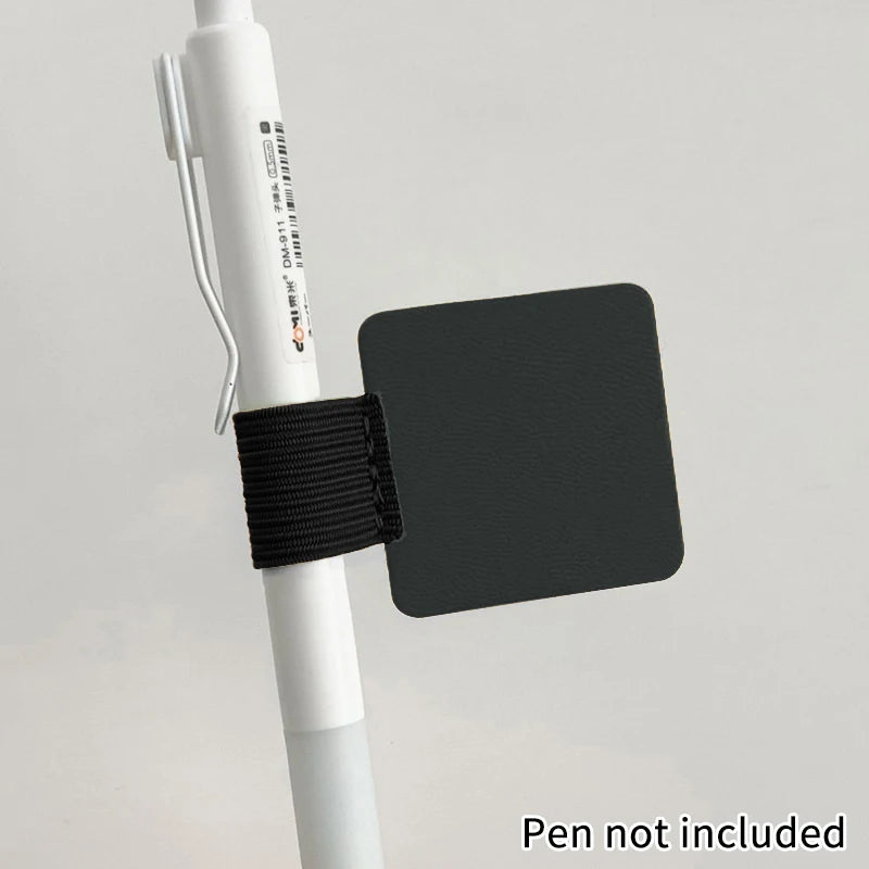 Pen Loops Pencil Holders Self-adhesive PU Leather Pad Stylus Books Qme Black