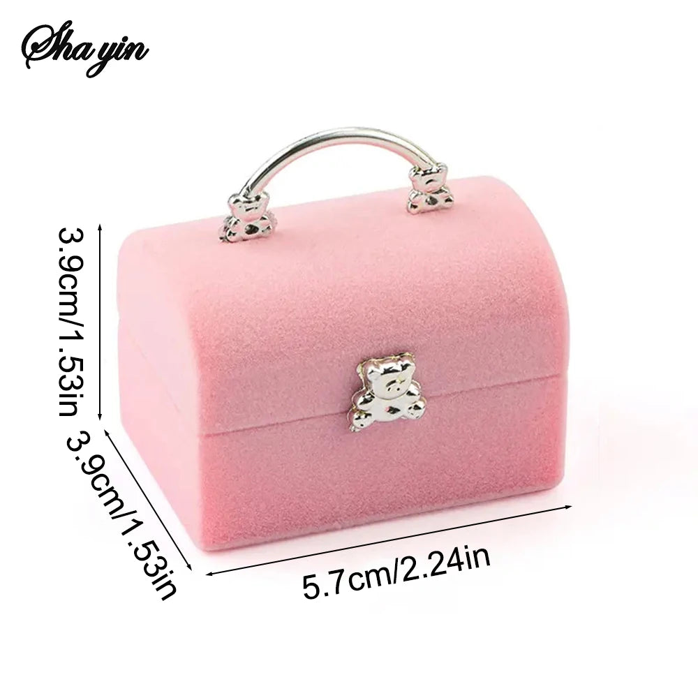1 Piece Small Jewelry Box Velvet wedding Ring box Necklace Display Box Cute Bear Gift box Container Case for Jewelry Packaging Qme