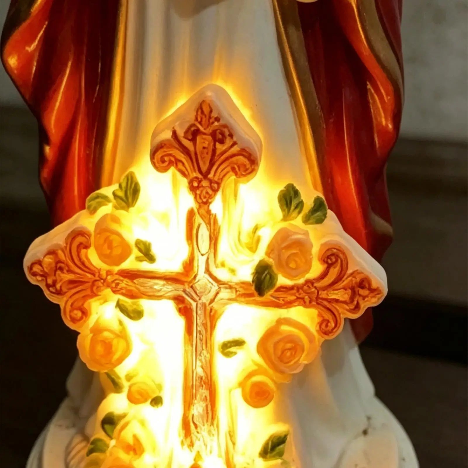 Religious Statues LED Lights Resin Outdoor Decor Lighted Jesus Statue Qme