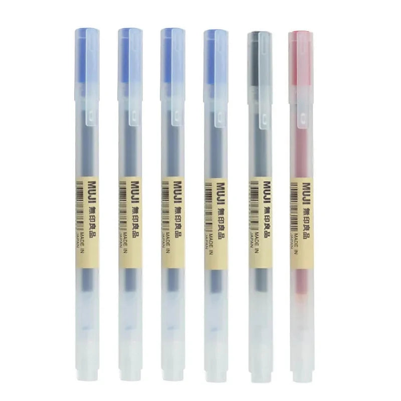 3-6Pcs Kawaii Gel Pen Black/Red/Blue 0.5mm Ink MUJIs Gel Pen Office School Ballpoint Pen Writing Stationery Qme 0.5mm 6 pcs C