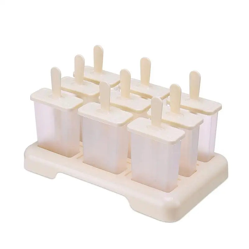 9 Grid Ice Cream Mold Popsicle Tray DIY Machine Homemade Summer Stick Qme Beige 1
