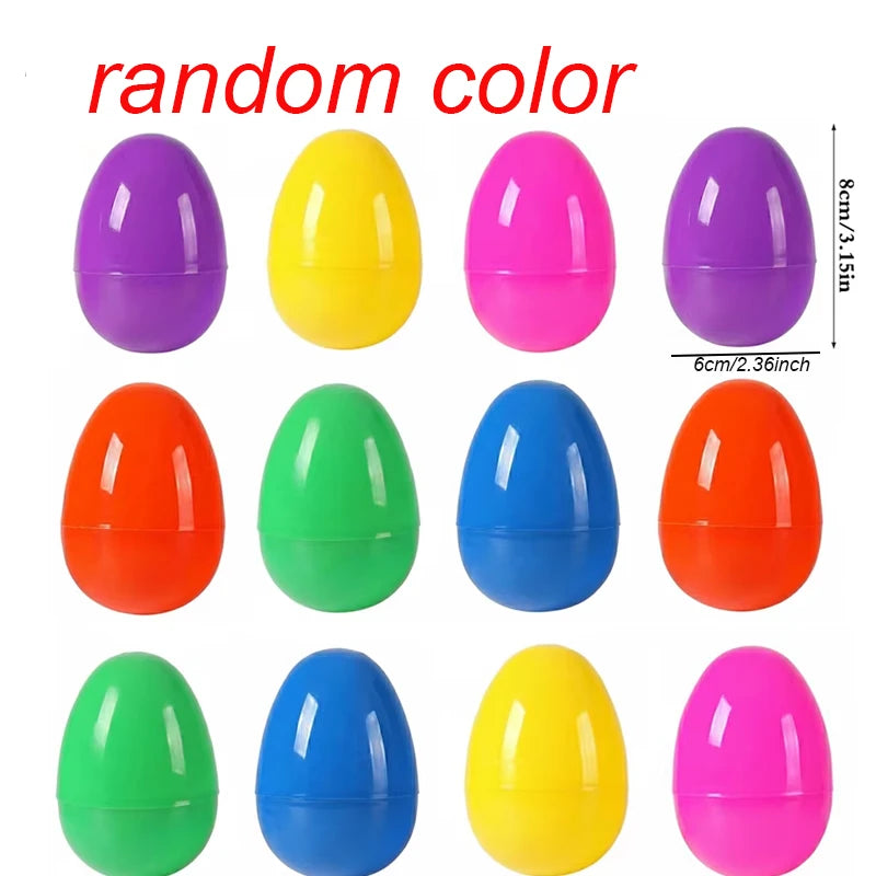 10Pcs Fillable Easter Eggs Bulk Colorful Plastic Refillable Empty Egg for Easter Egg Hunt Game Kids Party Favor Classroom Prizes Qme 8x6cm 10PCS
