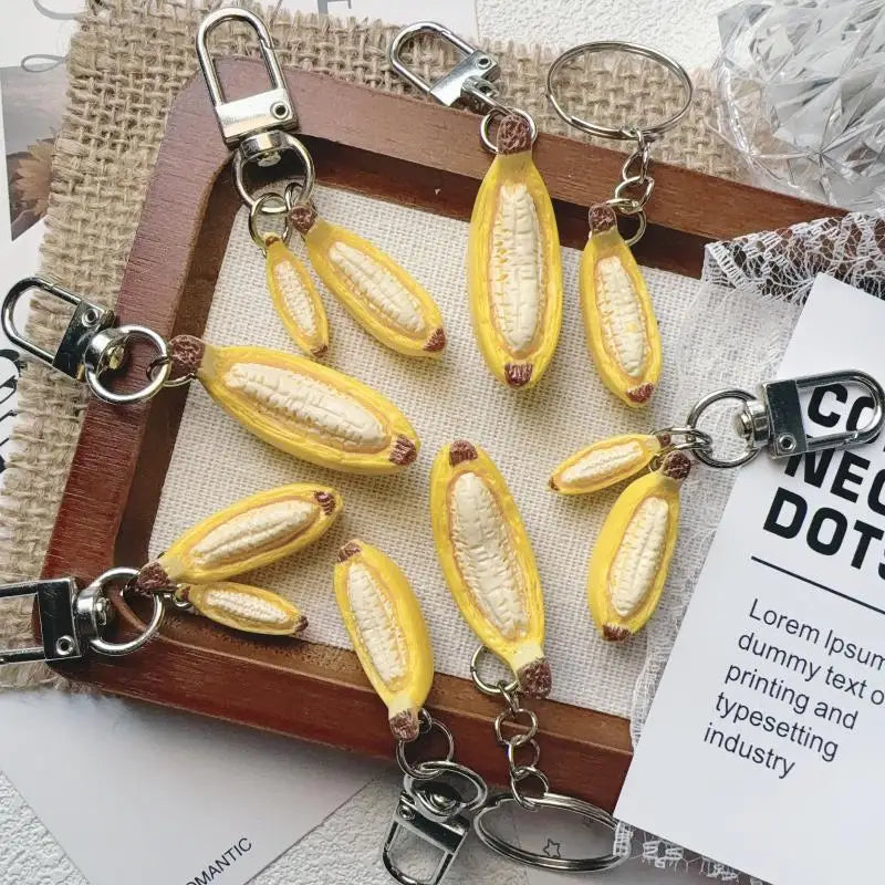 Busting Banana Boat Charm Creative Handmade Resin Keychain Relaxing Qme