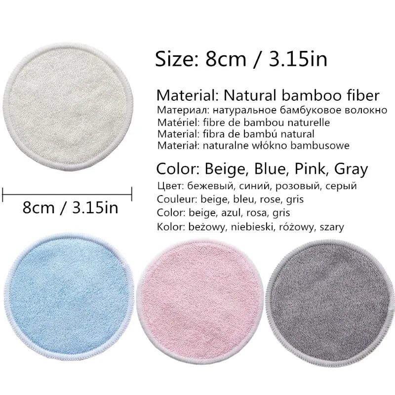 Reusable Bamboo Makeup Remover Pads Washable Rounds Cleansing Facial Qme