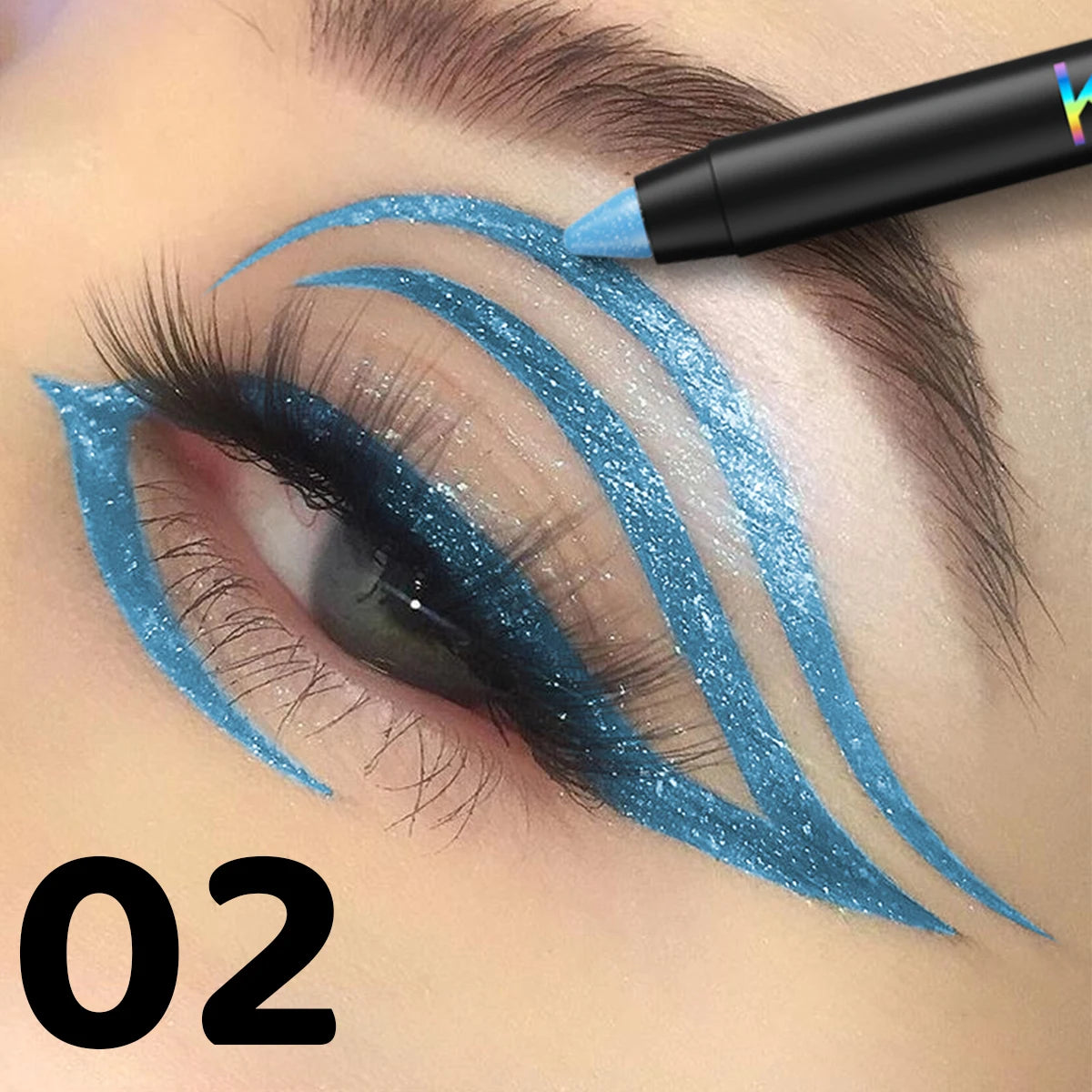 Colourful Eyeliner Pen Pigmented Pearly Glitter&shimmer Metallic Qme 02