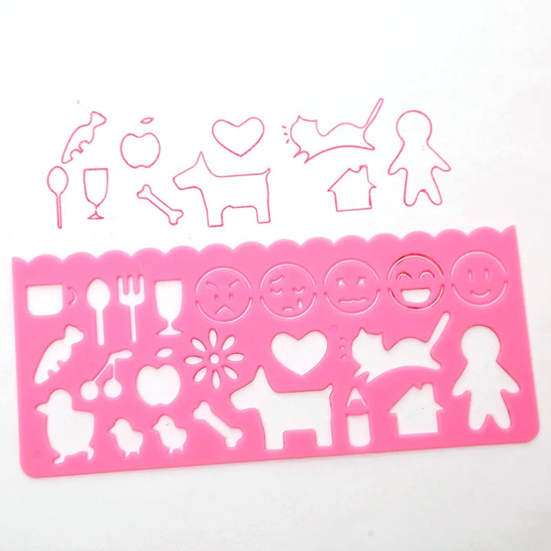 Plastic Drawing Stencils Set Plastic Ruler Animals Painting Templates Colorful Drawing Scale Template DIY Crafts Set Qme