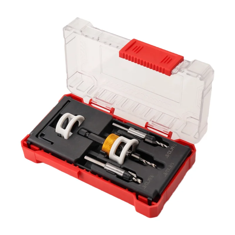 A02F-Countersink Drill Bit Set With Adjustable Depth Stop Quick Change Countersink Drill With Replaceable Drill Bits Qme