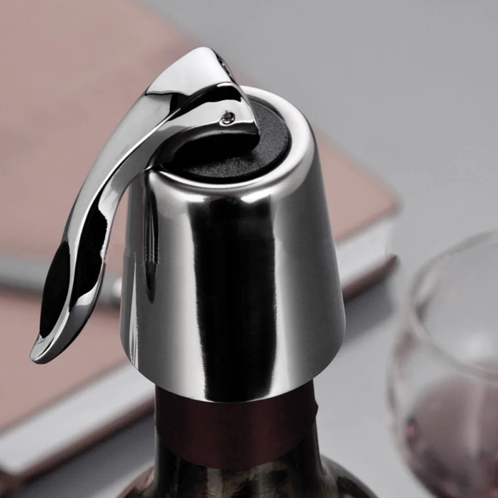 Stainless Steel Wine Stoppers Leak-proof Beverage Preserver Fashion Design Easy To Use As Bar Tools Kitchen Accessories Qme Wine Stoppers