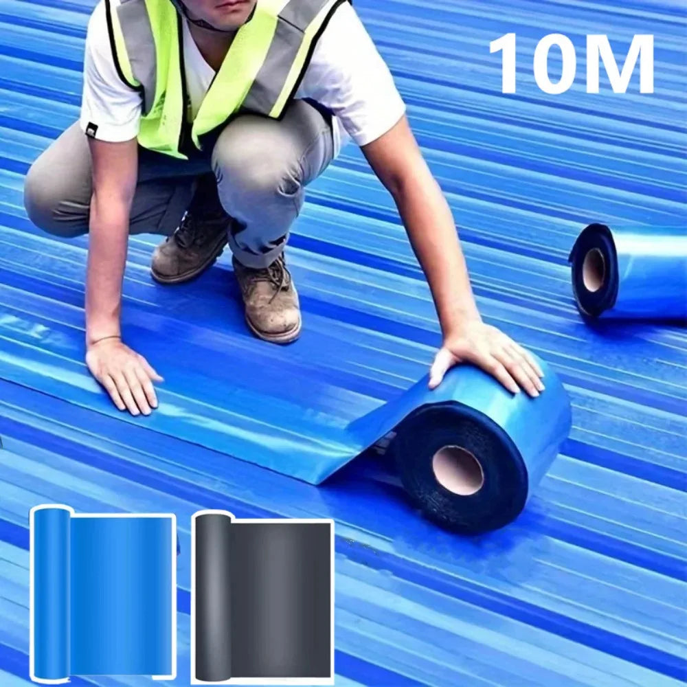 Butyl Patching Roof Waterproofing Tape for Roof Tile Crack Self-adhesive Aluminum Foil Waterproofing Waterproof Sealing Band Qme Blue 10M 10cm