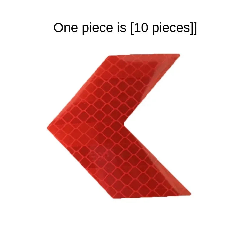 10pcsCar Electric Motorcycle Body Decoration Modified Arrow Reflective Stickers Diamond Warning Stickers Qme Red