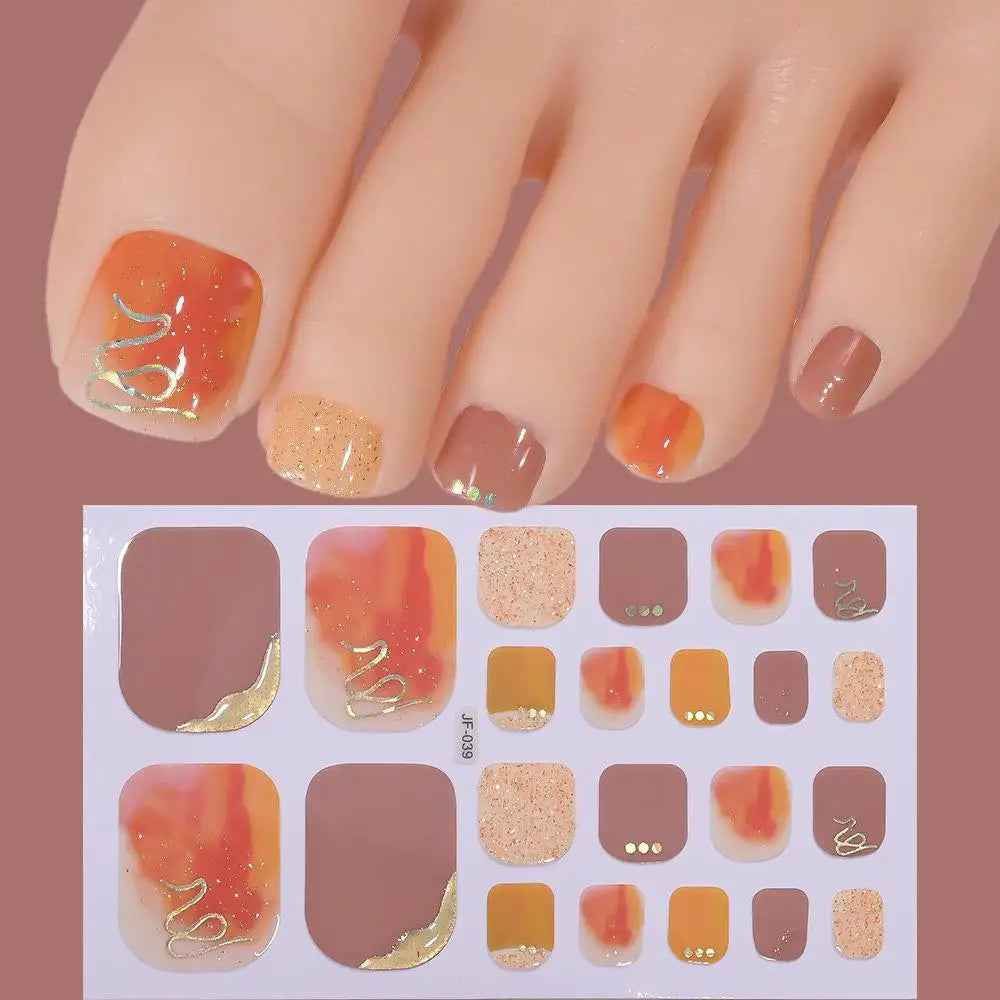 22tips Sheet Glitter Toenail Stickers Glittering Full Wraps Summer Qme I