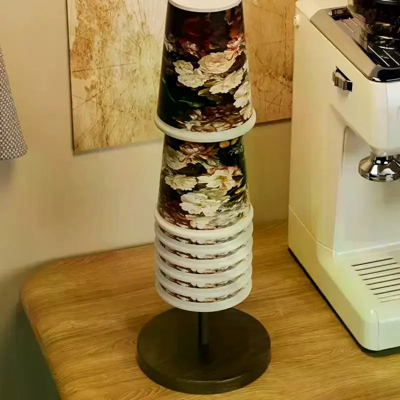 Disposable Cup Dispenser Walnut-colored Storage Rack Paper Holder Qme