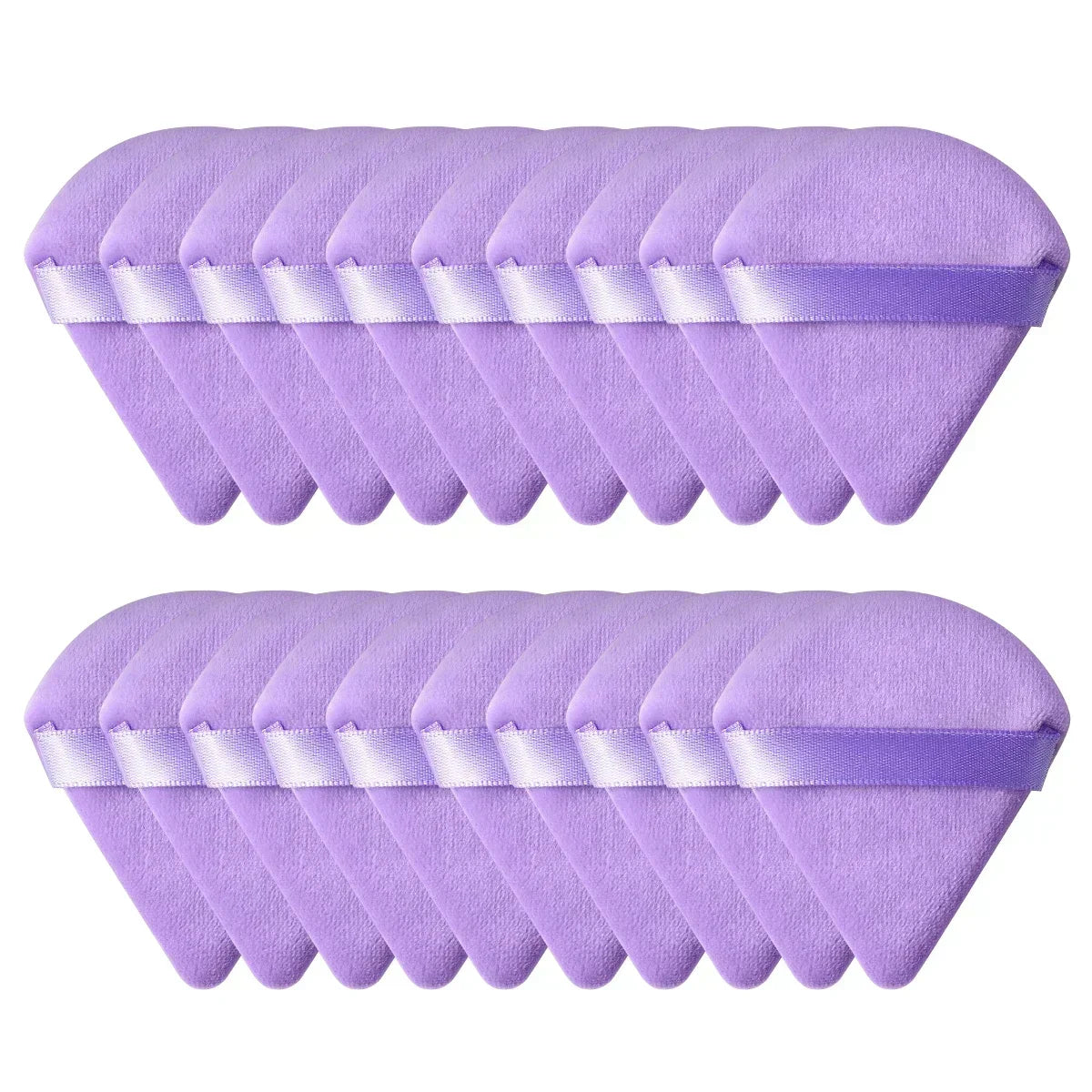 Triangle Velvet Powder Puff Wet Dry Loose Powder Liquid Cosmetic Soft Plush Powder Puff Makeup Foundation Washable Makeup Tool Qme 20PCS-purple