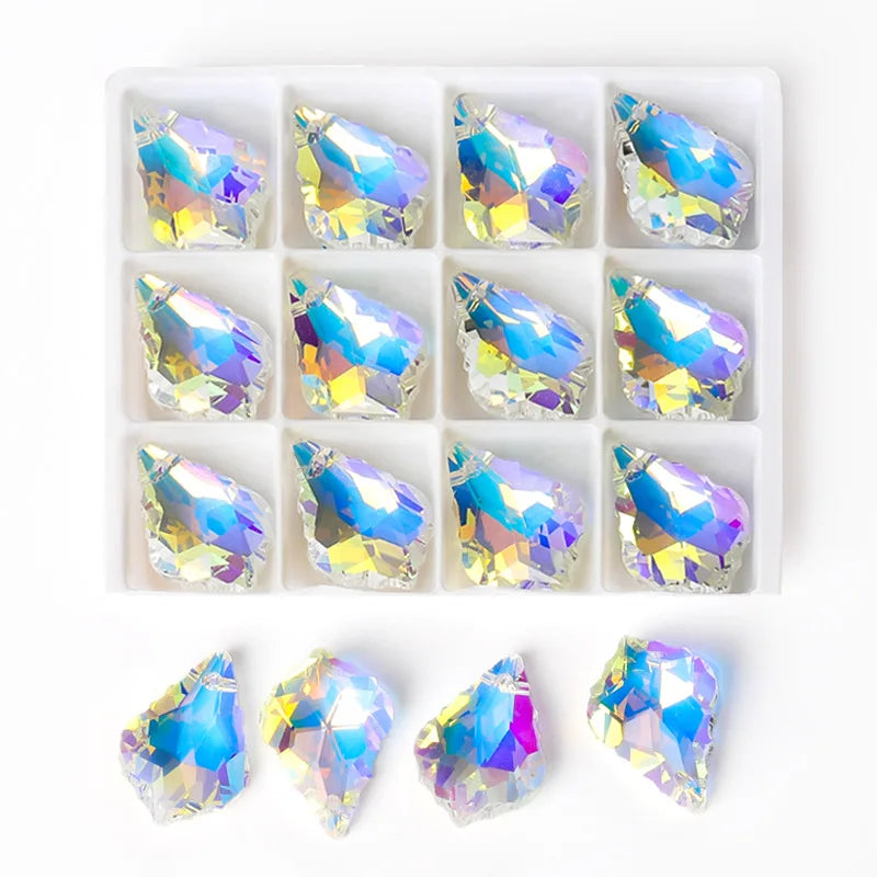 AB Color Shiny Crystal Charms Pendants Loose Beads for Necklace Bracelet Earring DIY Crafting Jewelry Accessory Making Supplies Qme 15x22mm-12pcs