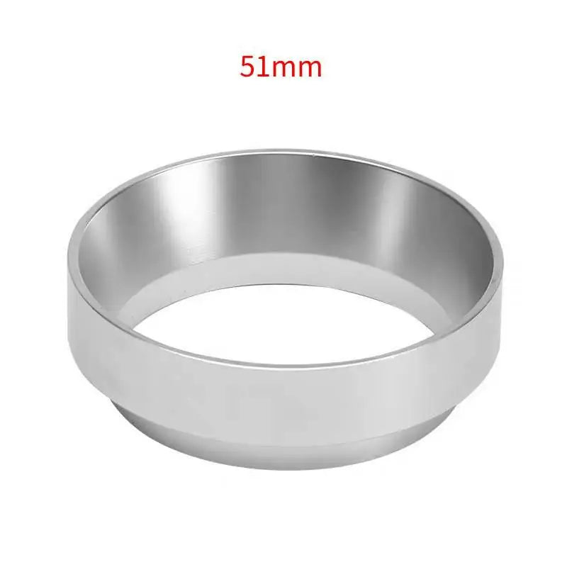 Aluminum Alloy Espresso Dosing Ring Anti Spill Design Easy Clean Qme 51mm silver