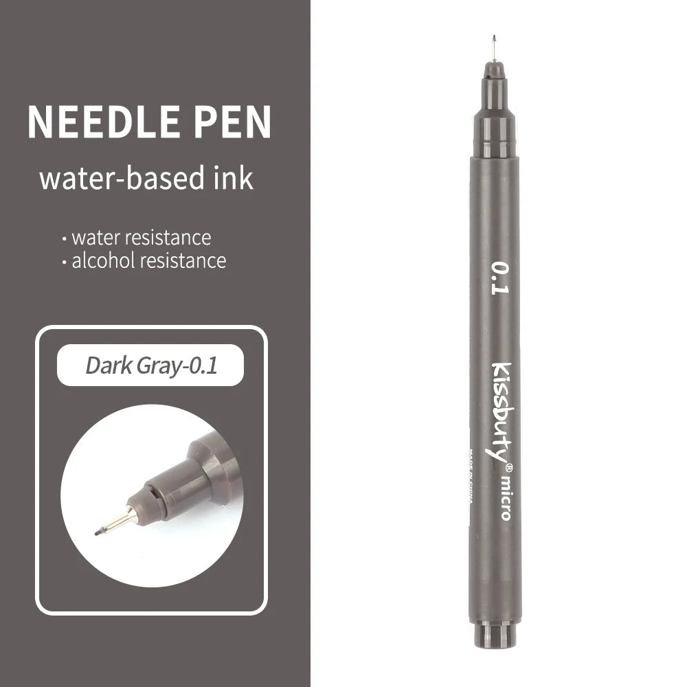 Micro-Pen Fineliner Pens,Color Pigment Liner Multiliner Archival Ink Micro Fine Point Pens for Sketching, Drawing, Journaling Qme 0.1-Dark gray