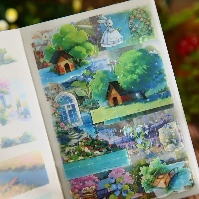 20/40pcs Beautiful scenery Die Cutting Stickers Book Creative Handbook DIY Scrapbook Diary Phone Case Cute Stationery Stickers Qme