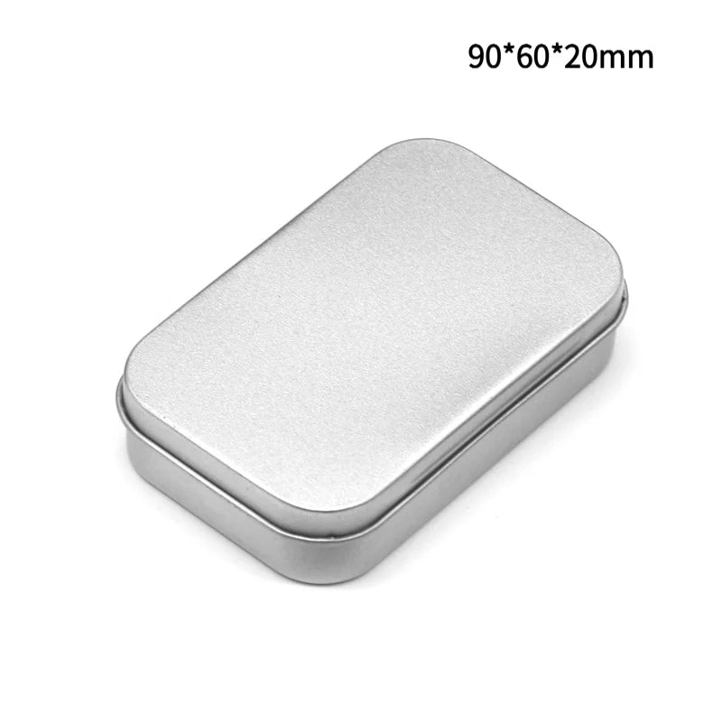 Metal Rectangular Empty Mini Tin Box Tinplate Push Candy Pill Cases Qme A1 Silver