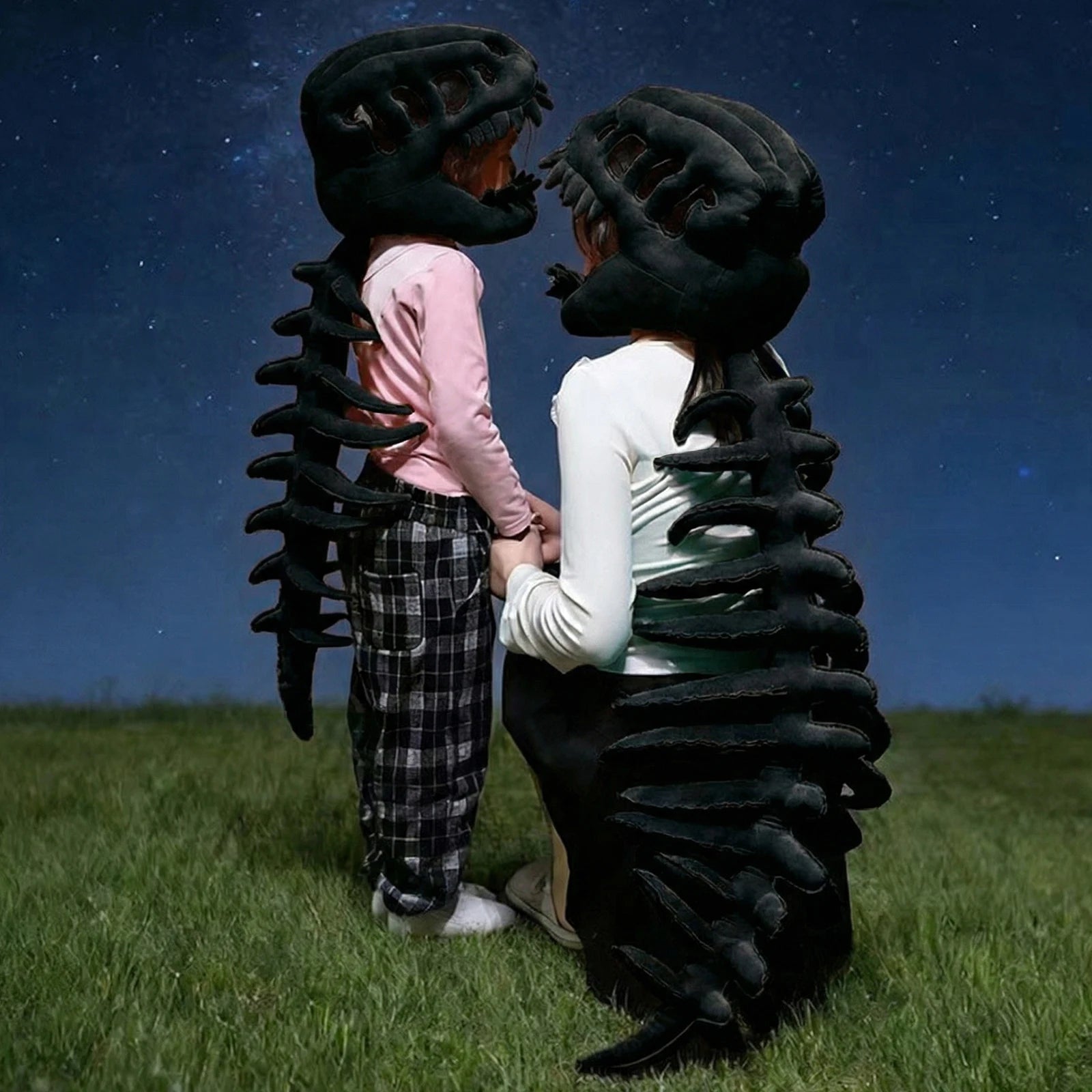 2026 New Soft Dinosaur Skeleton Costume Headpiece Children Adult Party Props Cosplay Wearable Cute Dinosaur Suit Christmas Gift Qme