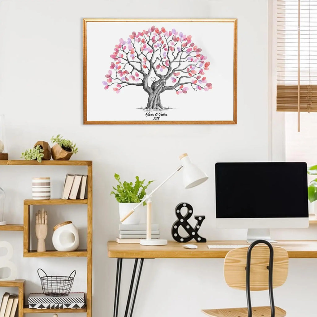 Fingerprint Tree Canvas Wedding Decorative Guest Book Creative Qme