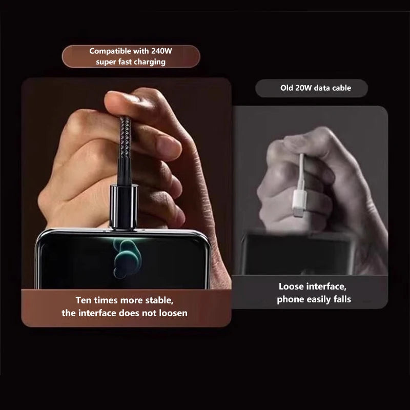 10A 240W USB A to Type C Super Fast Charging Cable USB C Quick Charging Data Cord Phone PD Wire For Xiaomi Redmi Huawei iphone Qme