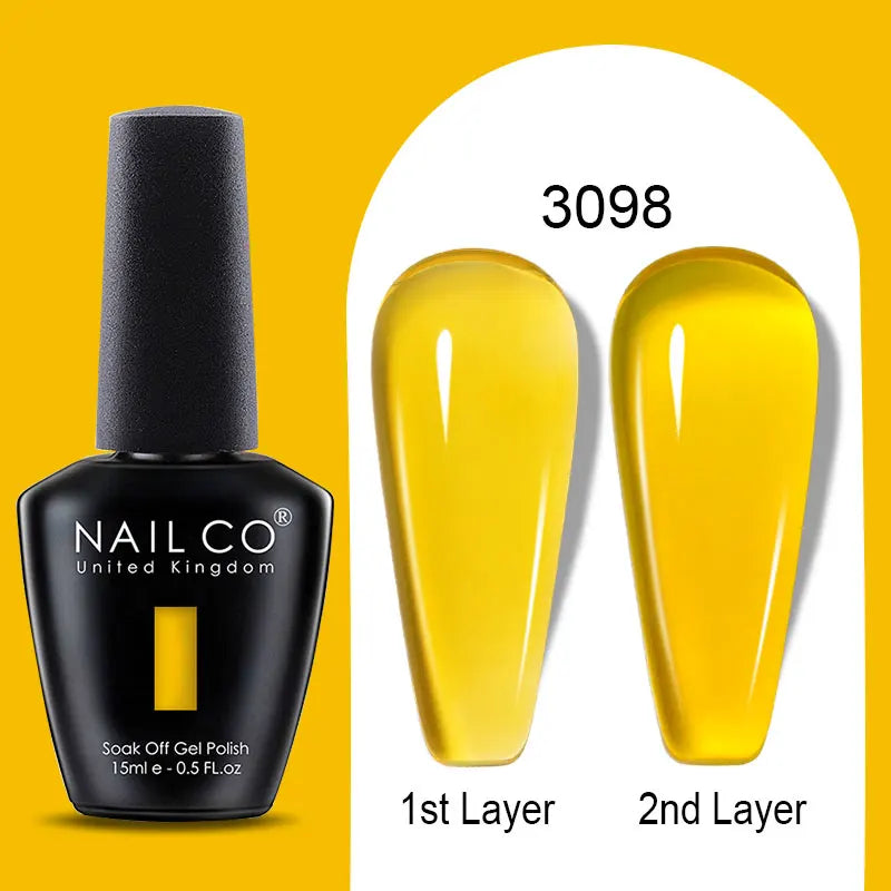 NAILCO Rubber Base Gel Polish Milky Pink Jelly White Beige 6Colors