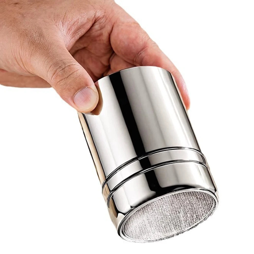 Duster With Cover Cocoa Powder Coffee Stainless Steel Duster Fine Mesh Bucket Seasoning Bottle Home Kitchen Qme 2pcs