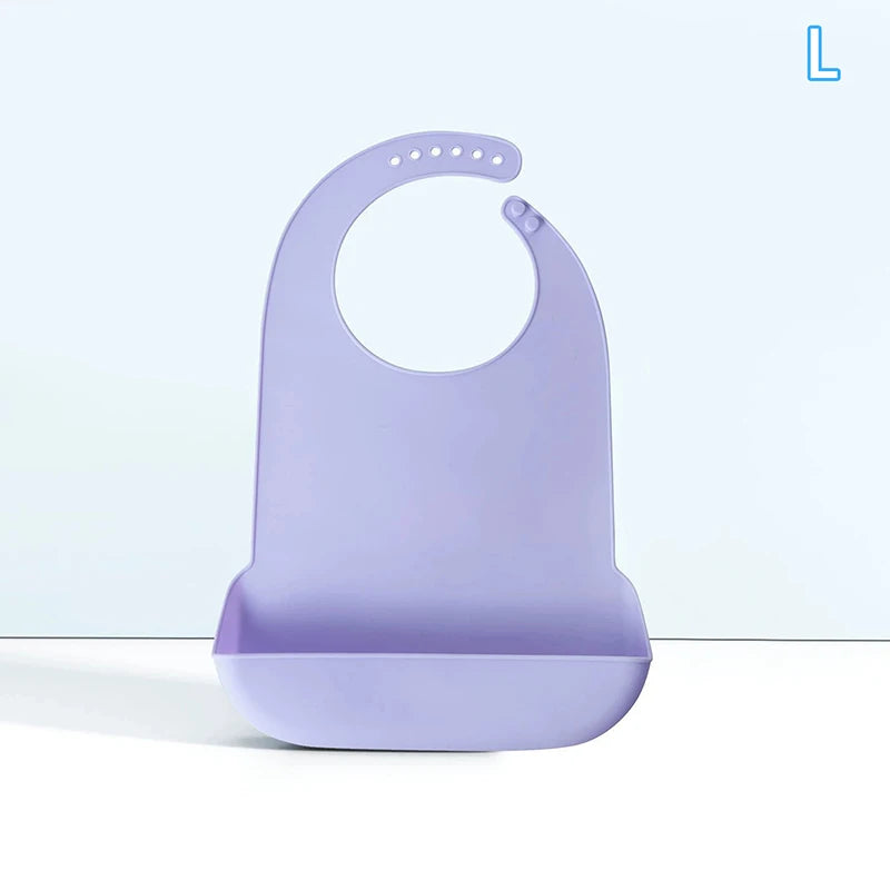 Silicone Bib Protector Waterproof Adult Mealtime Anti-oil Disability Qme L Purple