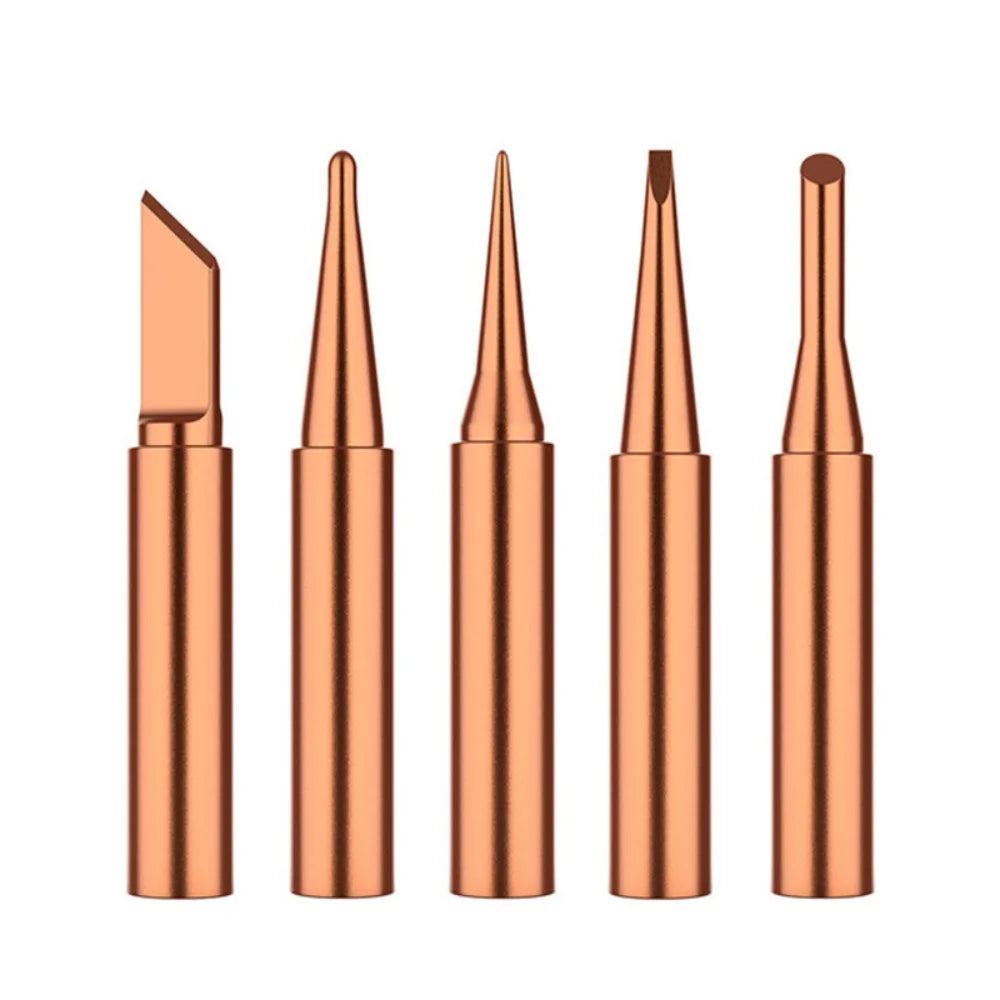 900M-T Series Copper Soldering Tips Set I B K 3C 2.4D Shapes Welding Iron Head for Electronic Repair Welding Maintenance Tools Qme copper