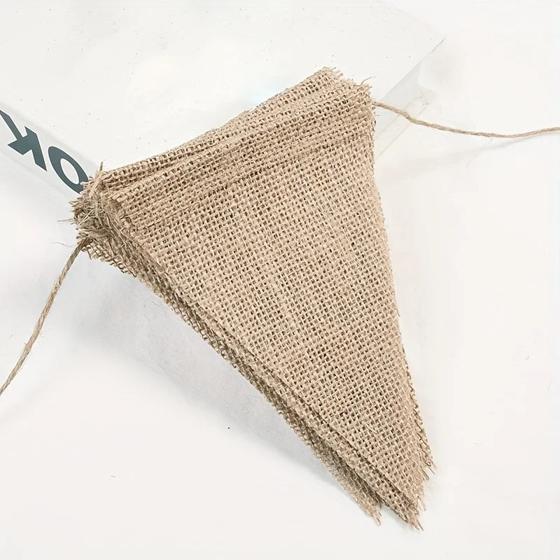 DIY Handicraft Christmas Wedding Party Decoration Linen Triangle Flag Qme