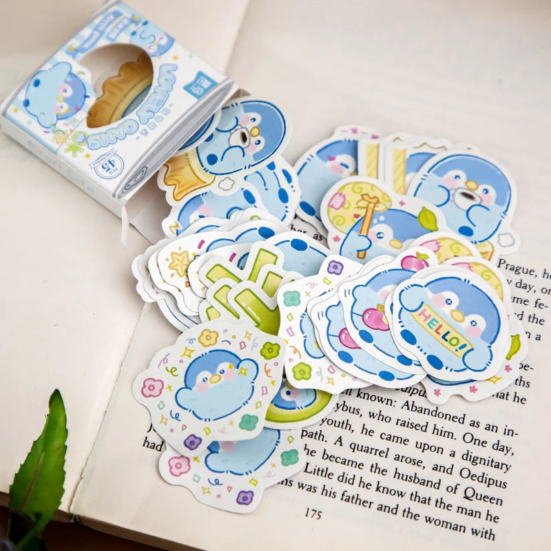 Cute Animal Sticker Pack with Panda, Dog, Penguin & Sea Creatures, Clearance Stickers for Collage,Notebooks & Water Cups Qme