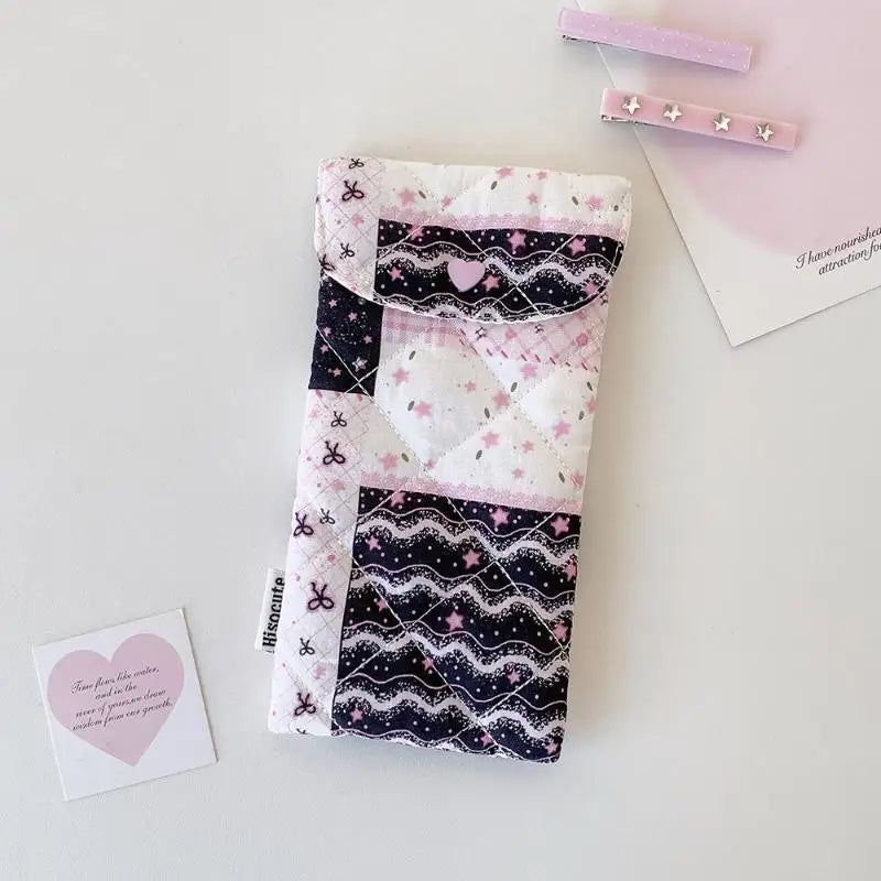 Fashion Floral Bow Snap Pen Bag Lightweight Stationery Organizer Qme A2