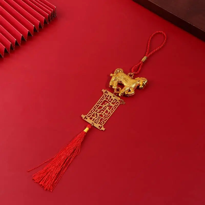 2026 Year Of The Horse Golden Plastic Zodiac Horse Pendant Lucky Spring Festival Home Car Hanging Ornaments New Year Gifts Qme style 1