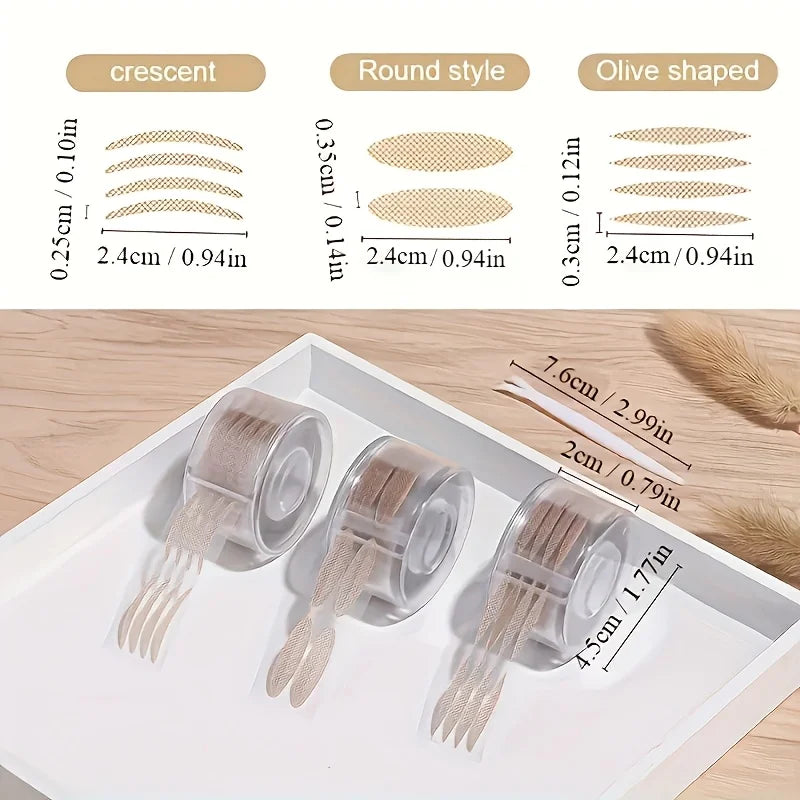 600pcs Ultra-Thin Clear Beige Eyelid Tape Stickers | Long-Lasting Lifter for Natural Big Eyes Look with Tweezers Qme