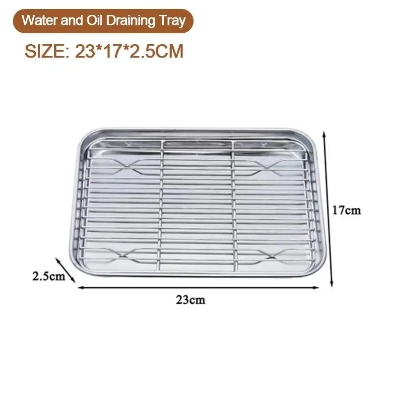 Stainless Steel Baking Tray Removable Cooling Rack Non-stickBBQ Pan Qme S 2317cm