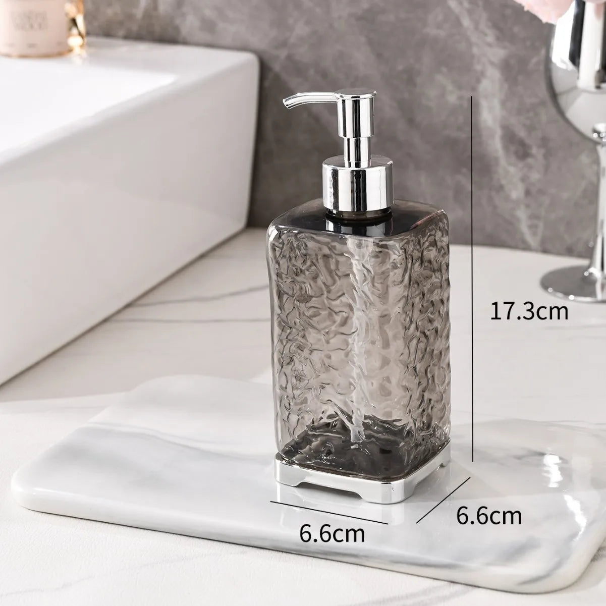 2-Piece Press-type Travel Dispenser Bottle,Foaming Bottle for Bathroom Shampoo Shower Gel Hand Soap,Toiletries Storage Container Qme TGreyTexture-Square 2PCS