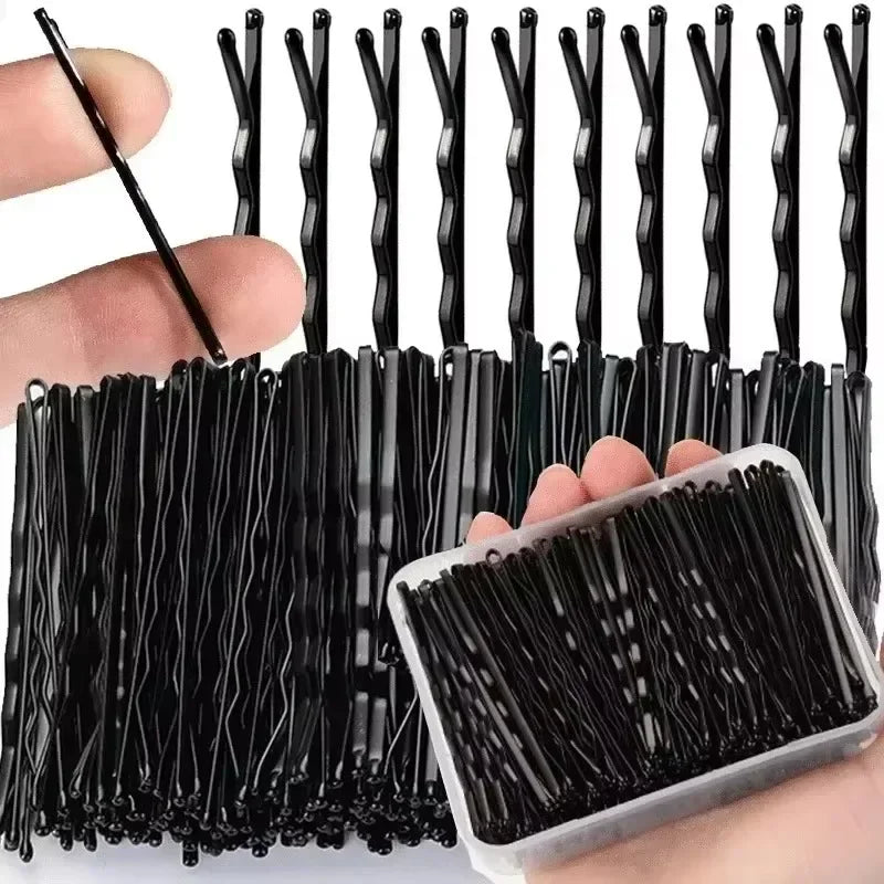 50-600pcs Black Straight Line Hair Clip U-shaped Needle Lady Hairpins Curly Wavy Grips Women Bobby Pins Styling Hair Accessories Qme