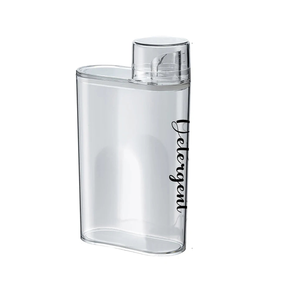 Transparent Laundry Detergent Dispenser Bottle Sealed Tank for Detergent Powder Bleach Softener Laundry Room Organization Qme Clear-detergent