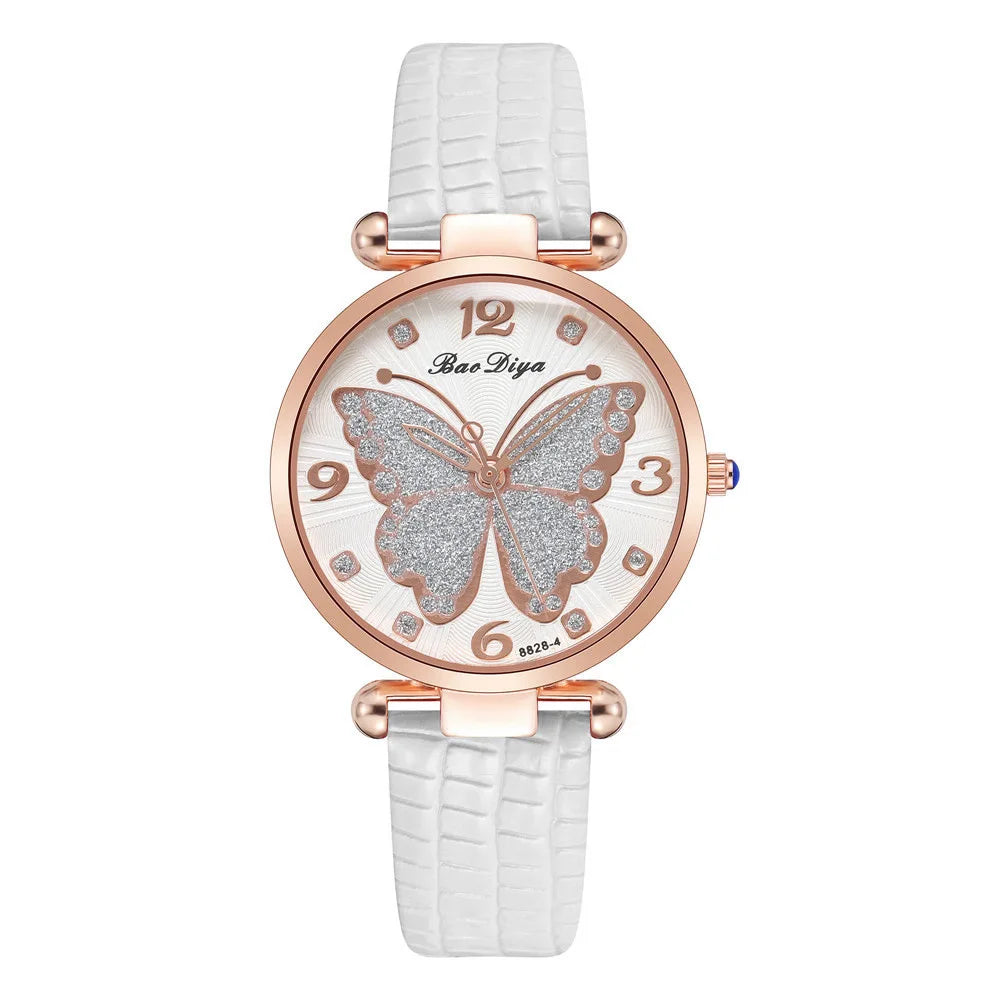 Women Leather Strap Analog Quartz Watch Men's Watch Blue Glass Belt Business Watch Ladies Wrist Watch Reloj Mujer Lady Dress Qme White