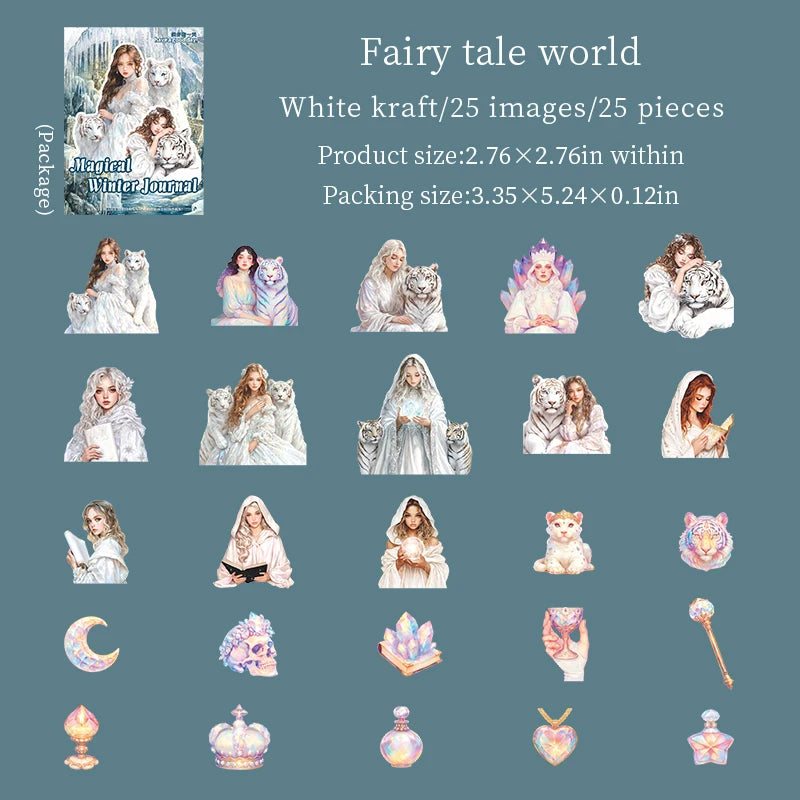 25 Sheets Magical Winter Theme Landscape Scenery Stickers for DIY Craft Scrapbook Guitar Phone Case Notebook Decoration Qme 1