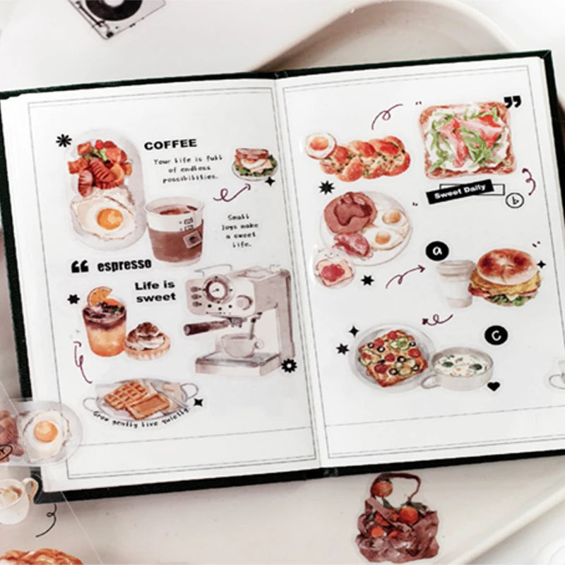 Exquisite Afternoon Tea Dessert Flat Stickers, Notebook Decoration Stickers for Junk Journals, Photo Frames & Albums Qme